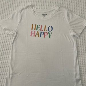 White T shirt with colorful words